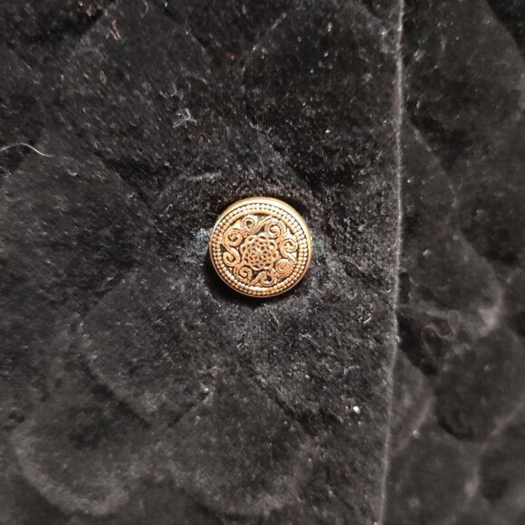 Vintage Talbots M Petite Black Velvet Vest Quilted Front Gold Button Plaid Lined - Picture 6 of 10